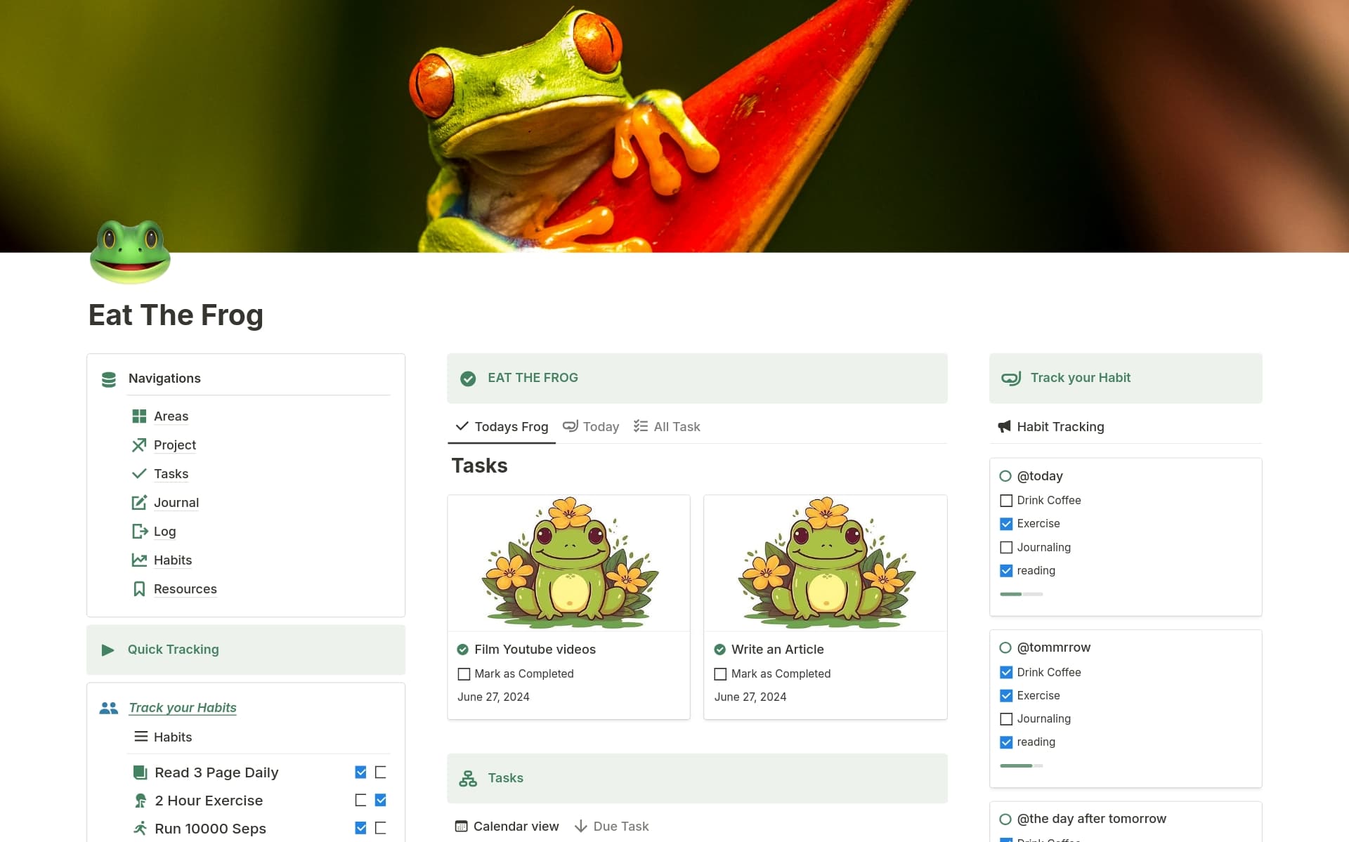 A template preview for Eat the Frog OS