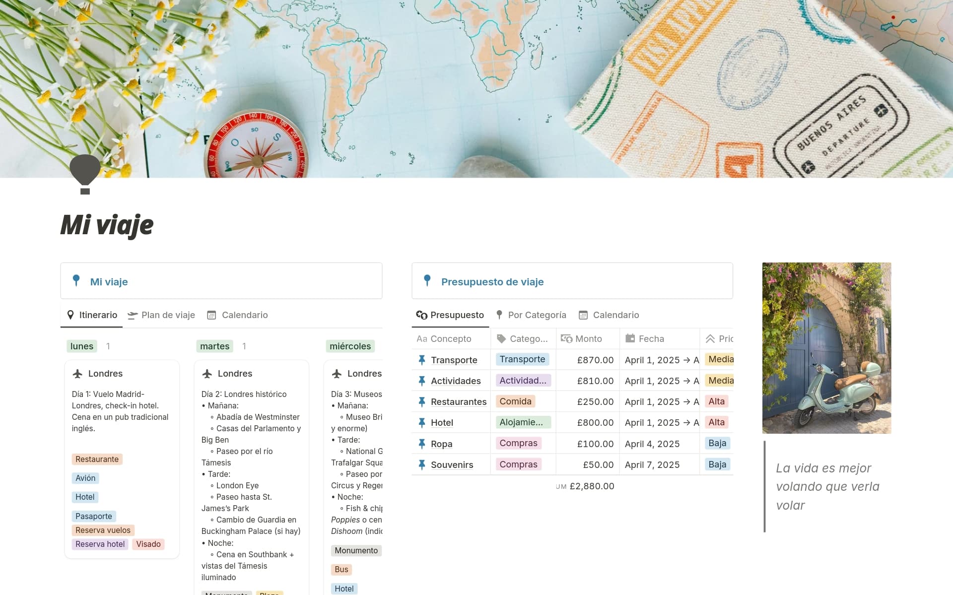 Vista previa de plantilla para Mi viaje