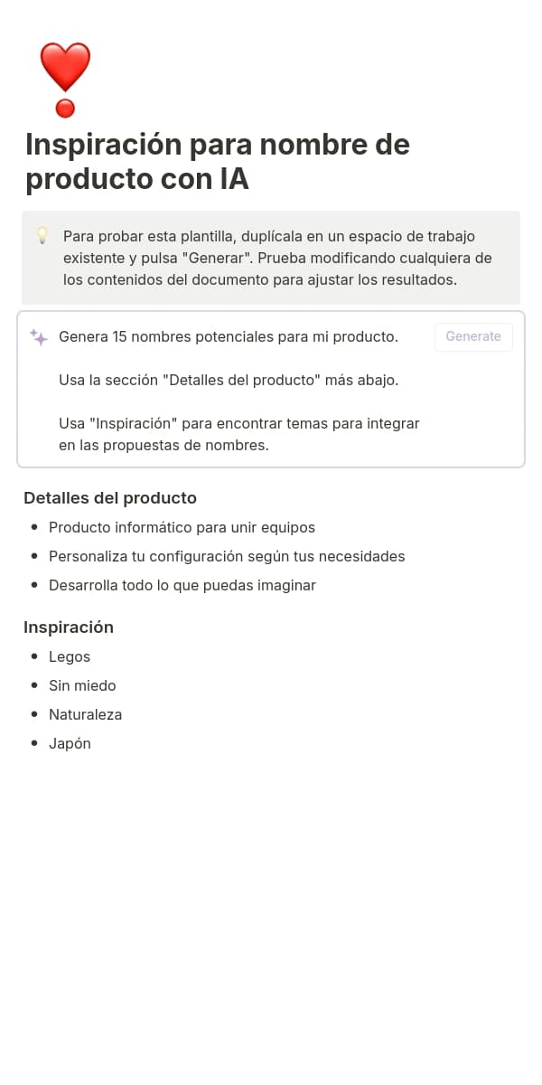 Una captura de pantalla de la aplicación móvil de Notion