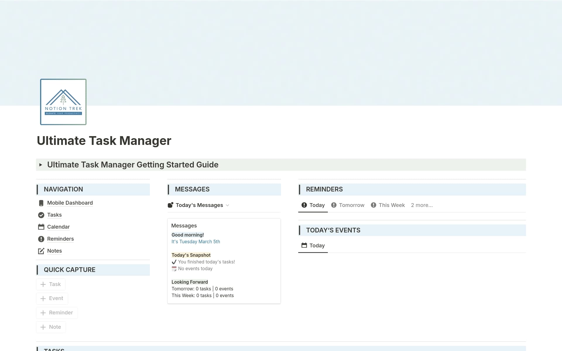 A template preview for Ultimate Task Manager