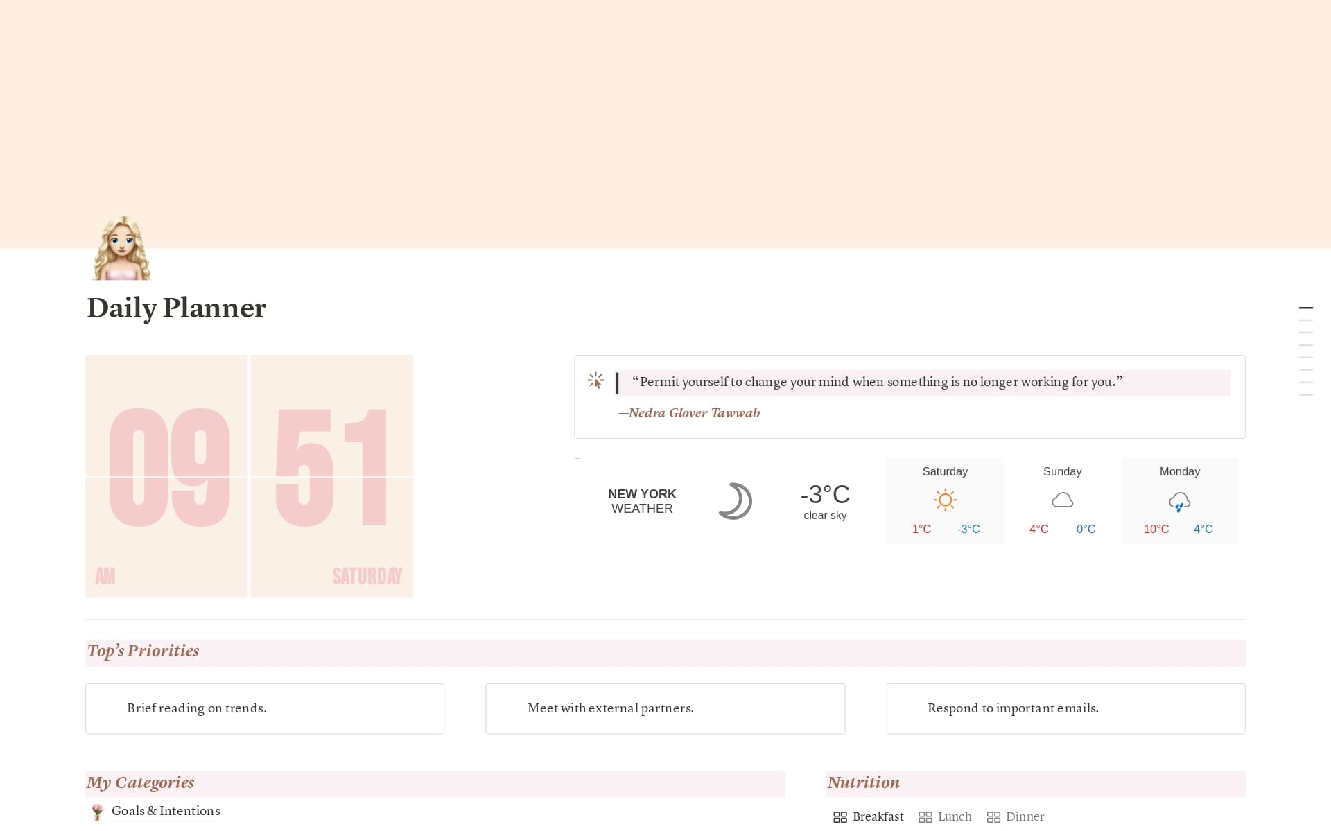 A template preview for Daily Planner