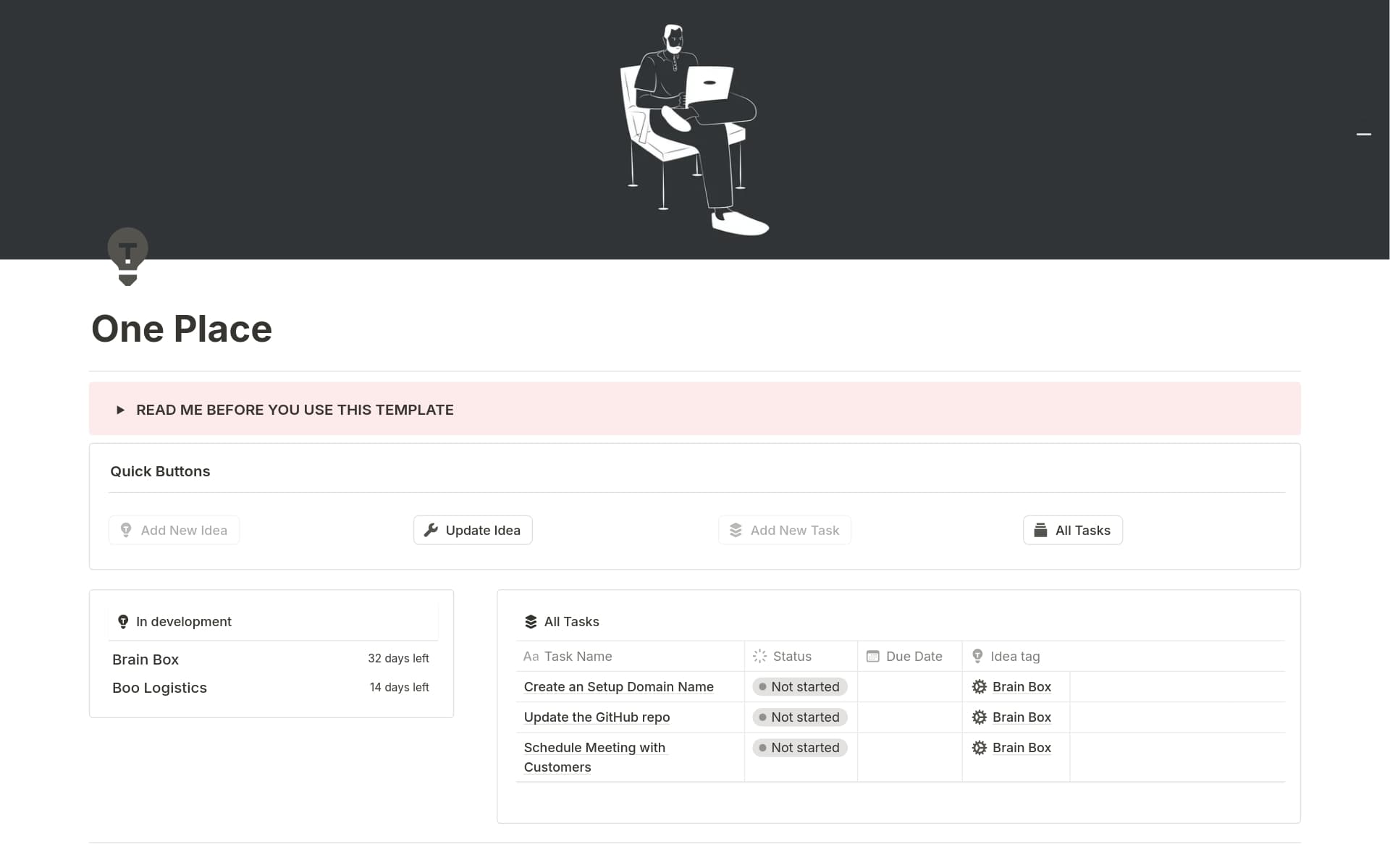 The Idea Manager - One Place Template | Notion Marketplace