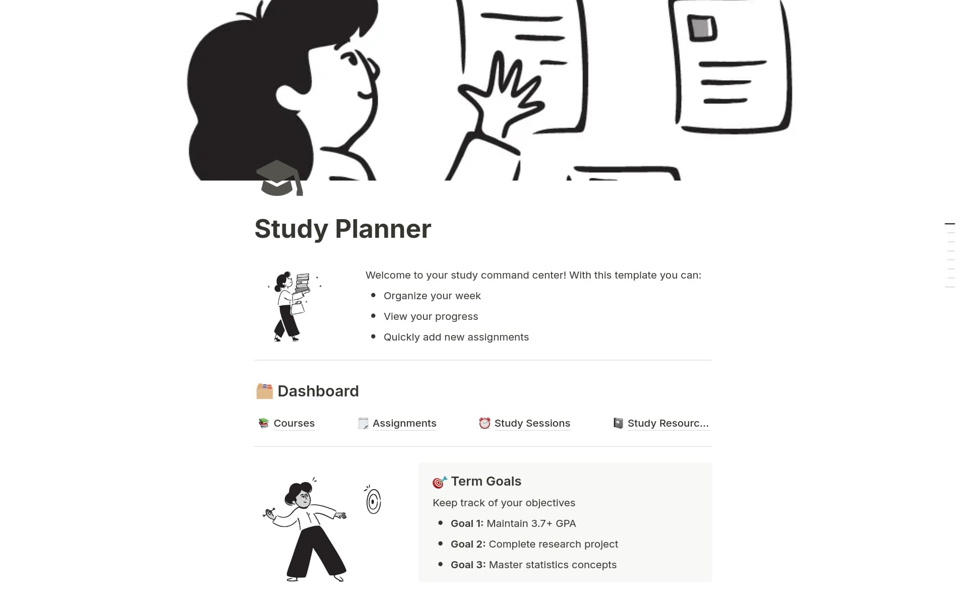 A template preview for Study Planner