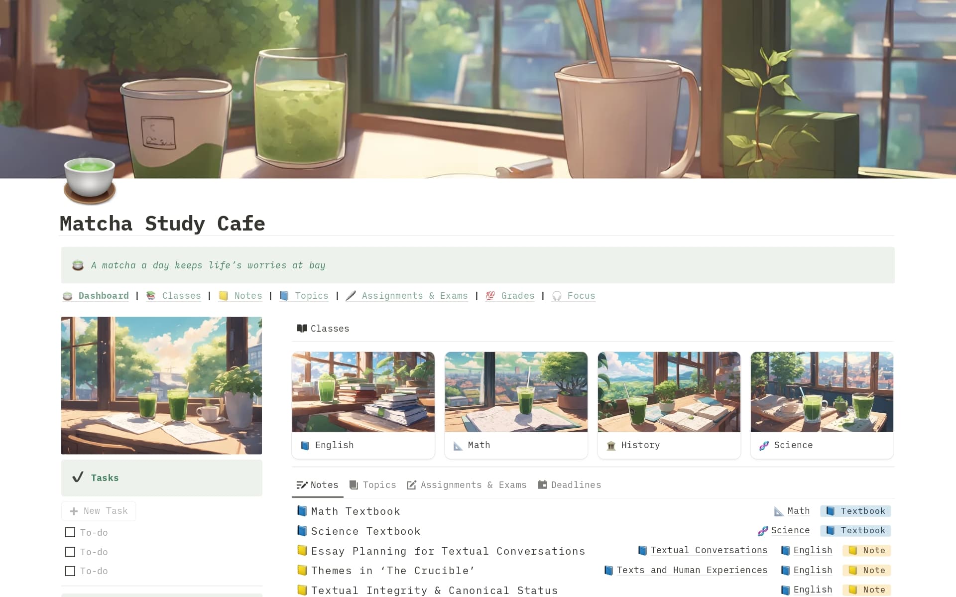 A template preview for Aesthetic Matcha Study Planner