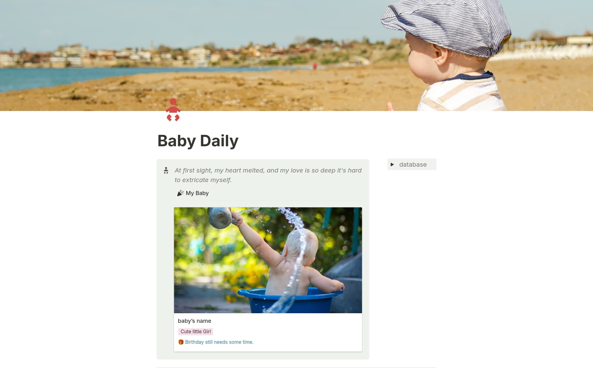 A template preview for Baby Daily