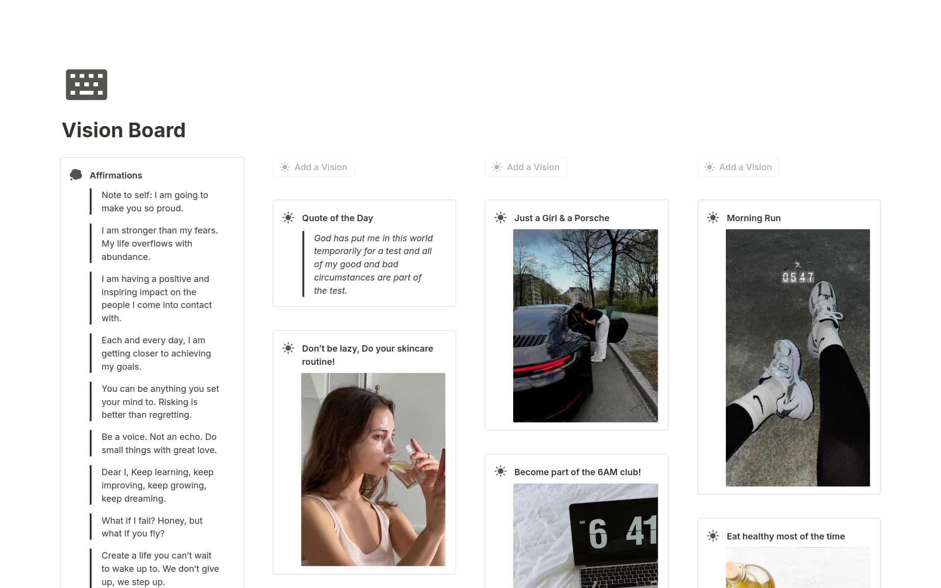 A template preview for Vision Board for Goal & Life Manifestation