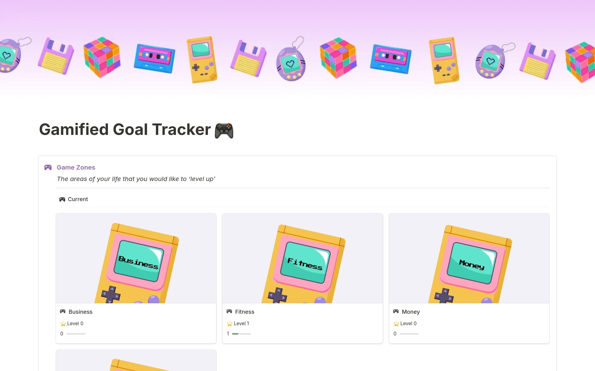 A template preview for Gamified Goal Tracker 🎮