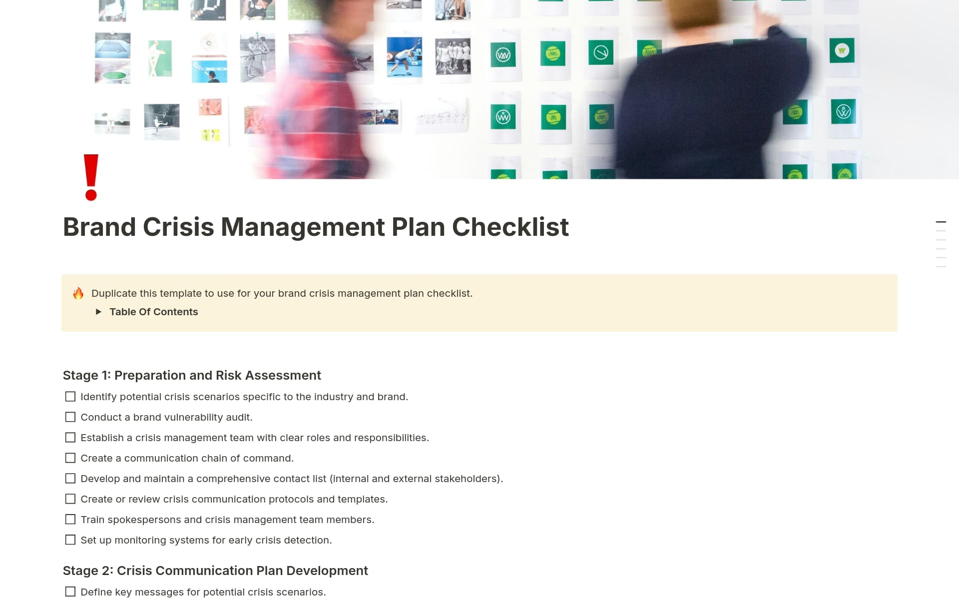Prepare your brand for crises with the Brand Crisis Management Plan Checklist Template. This structured tool guides you through risk assessment, communication planning, response execution, and post-crisis recovery, helping protect your brand’s reputation in any emergency.