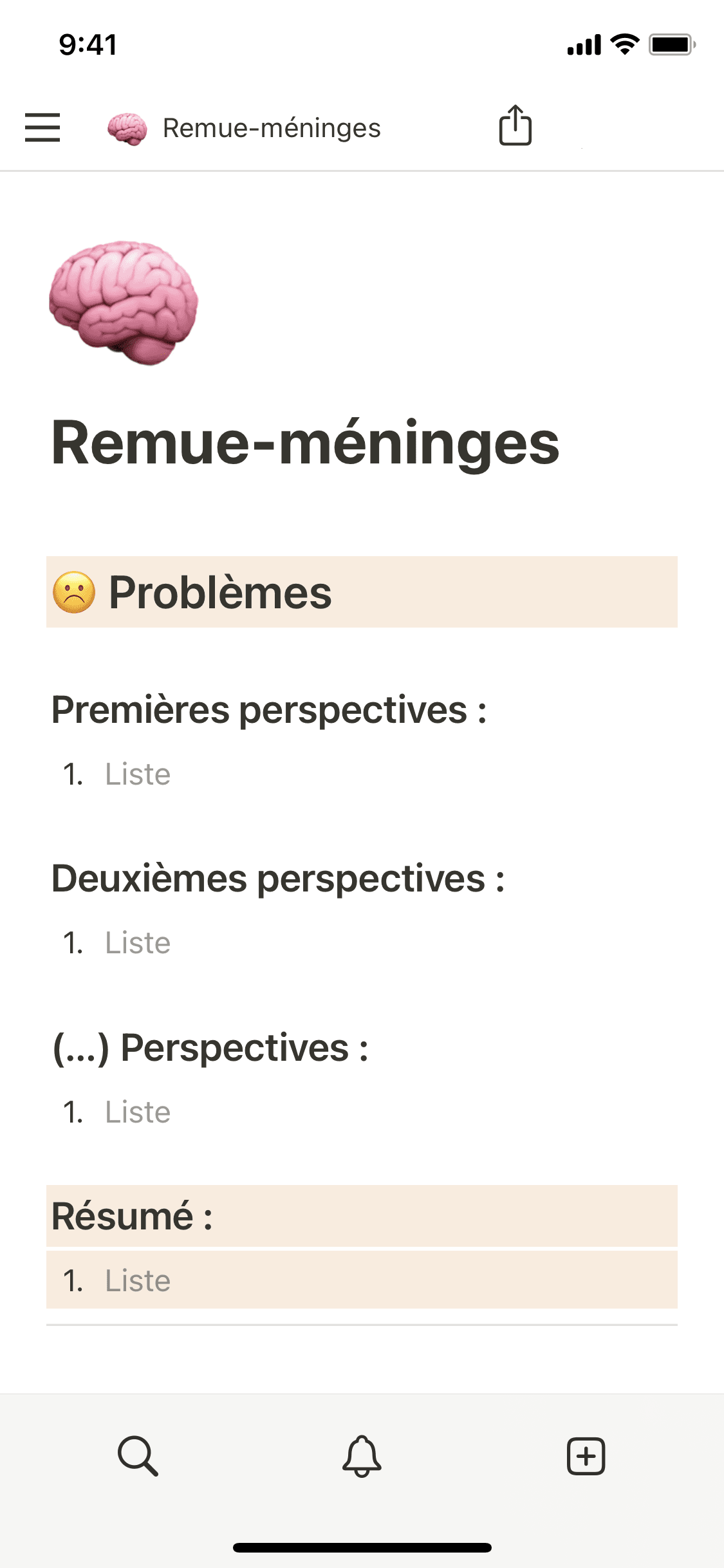 Une capture d’écran de l’application mobile de Notion
