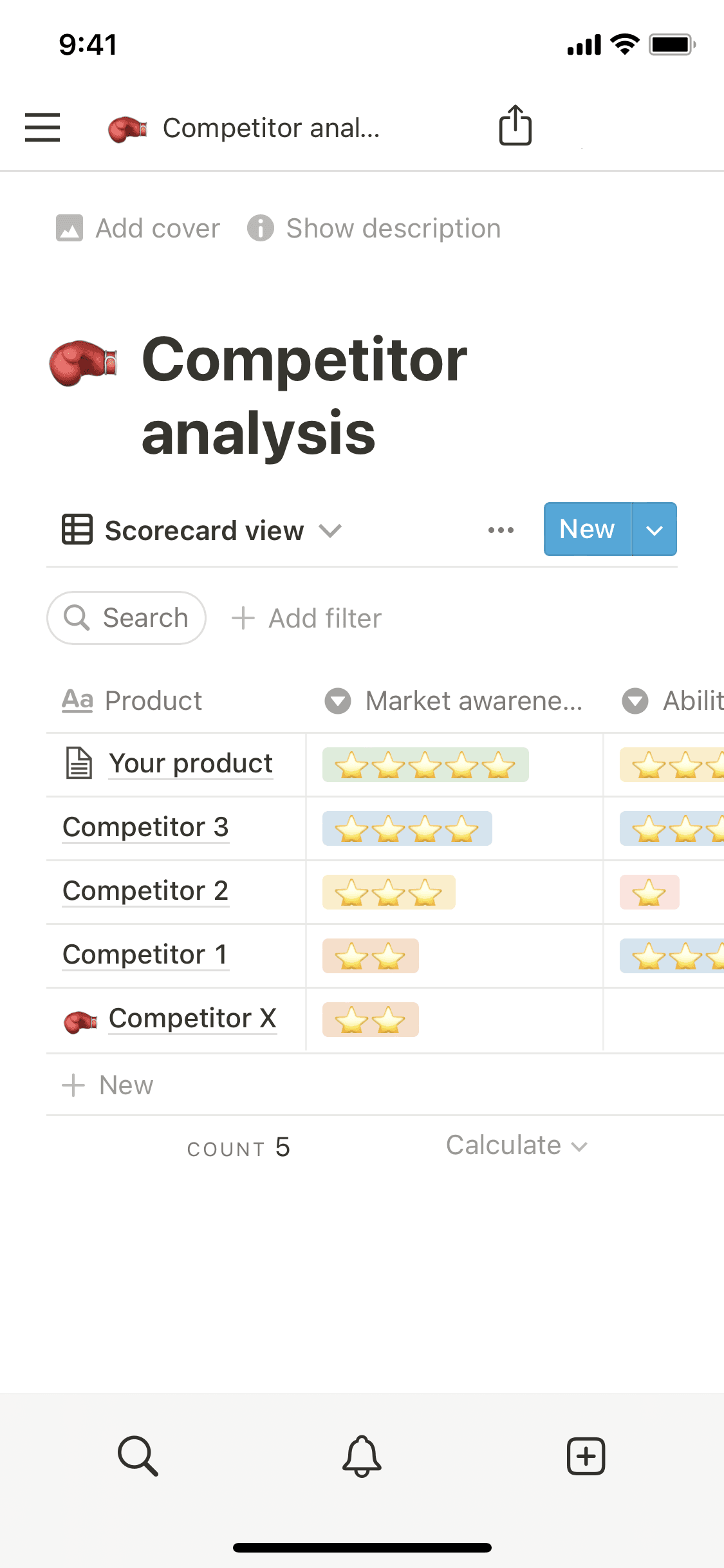 A screenshot of Notion's mobile app