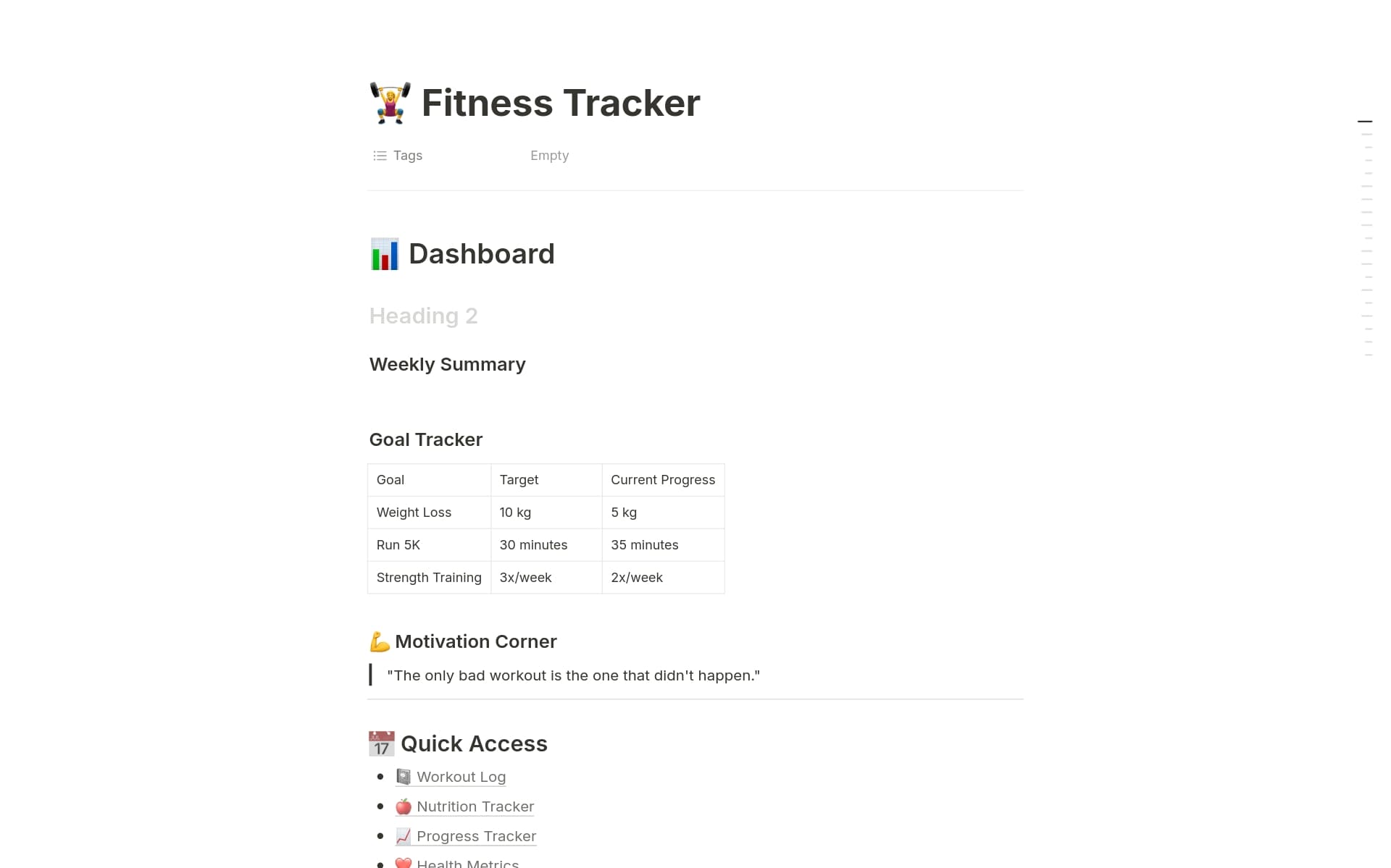 A template preview for 🏋️♀️ Comprehensive Fitness Tracker