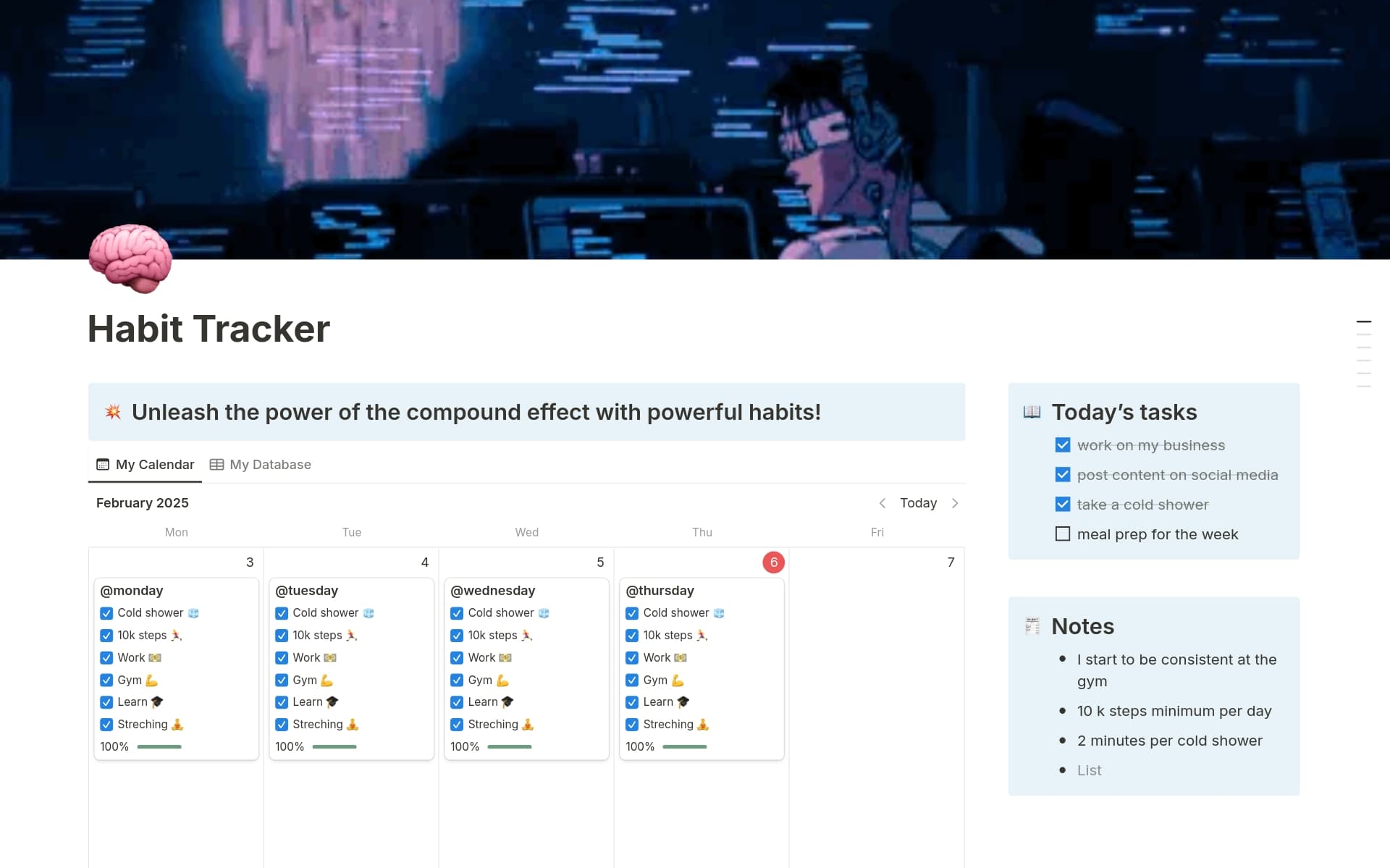 A template preview for Habit Tracker