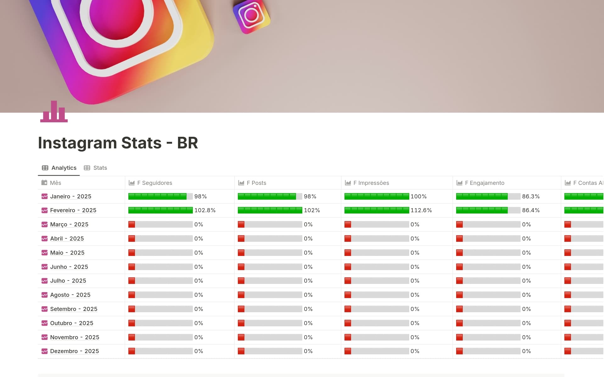 A template preview for Instagram Stats - BR