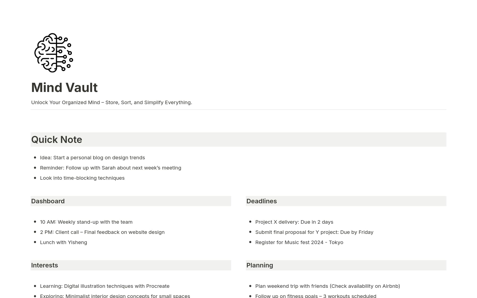 Mind Vault Template | Notion Marketplace