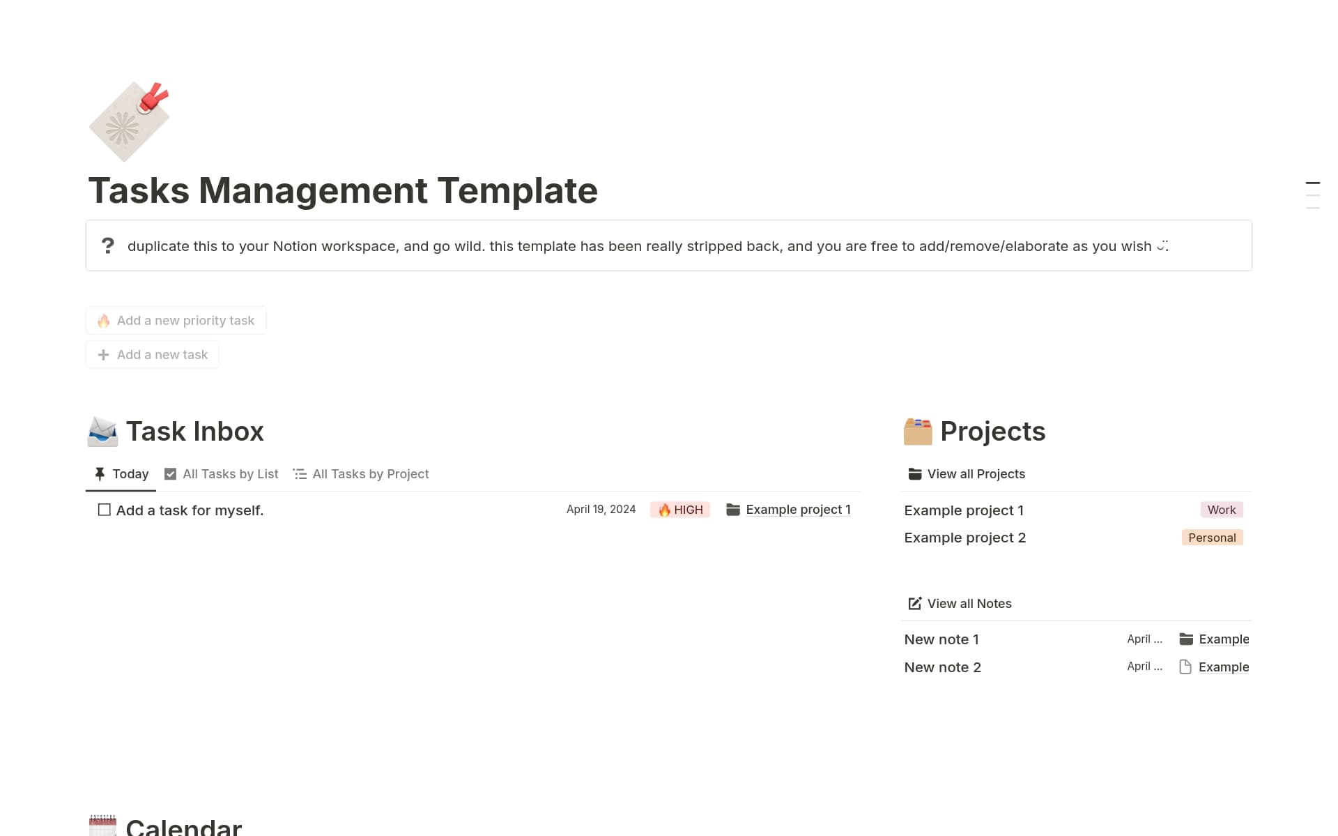 Simple Tasks Management by Project Template | Notion Marketplace
