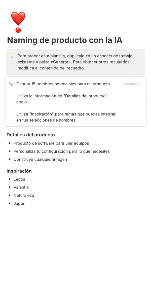 Una captura de pantalla de la aplicación móvil de Notion