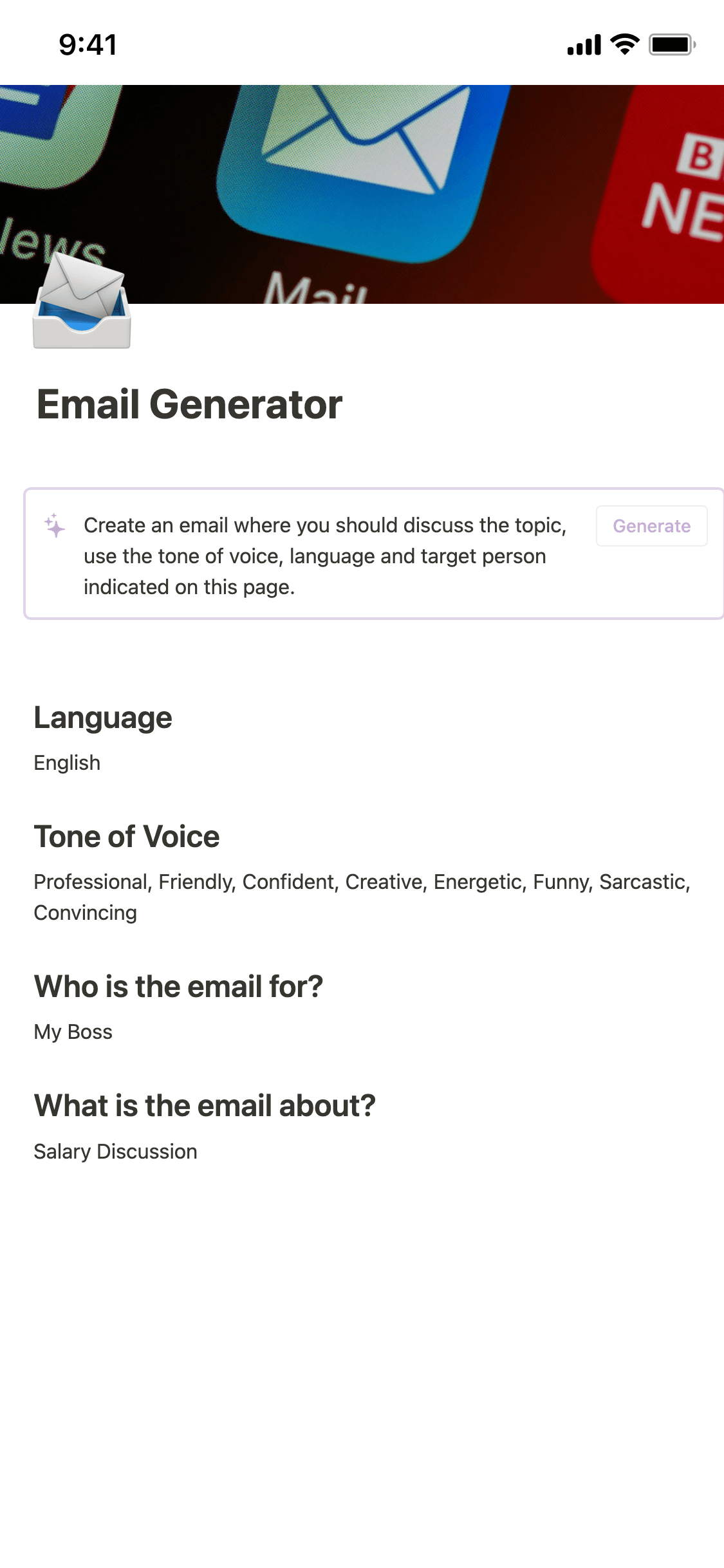 A screenshot of Notion's mobile app