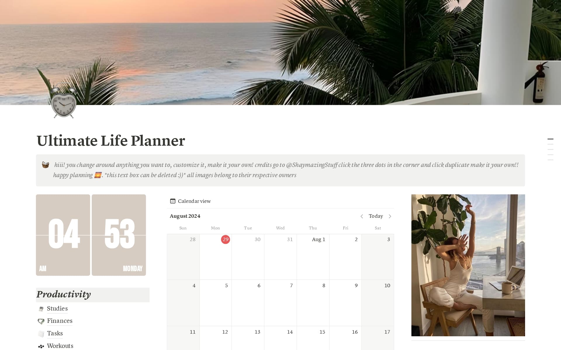 A template preview for Ultimate Life Planner