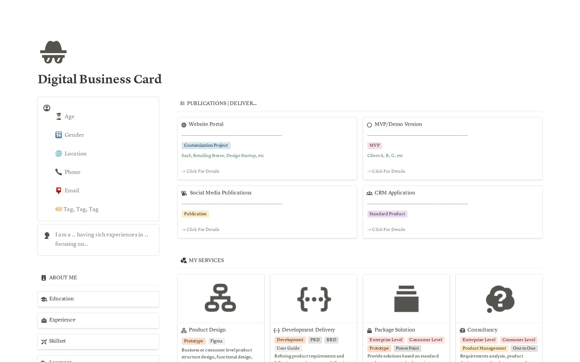 A template preview for Digital Business Card