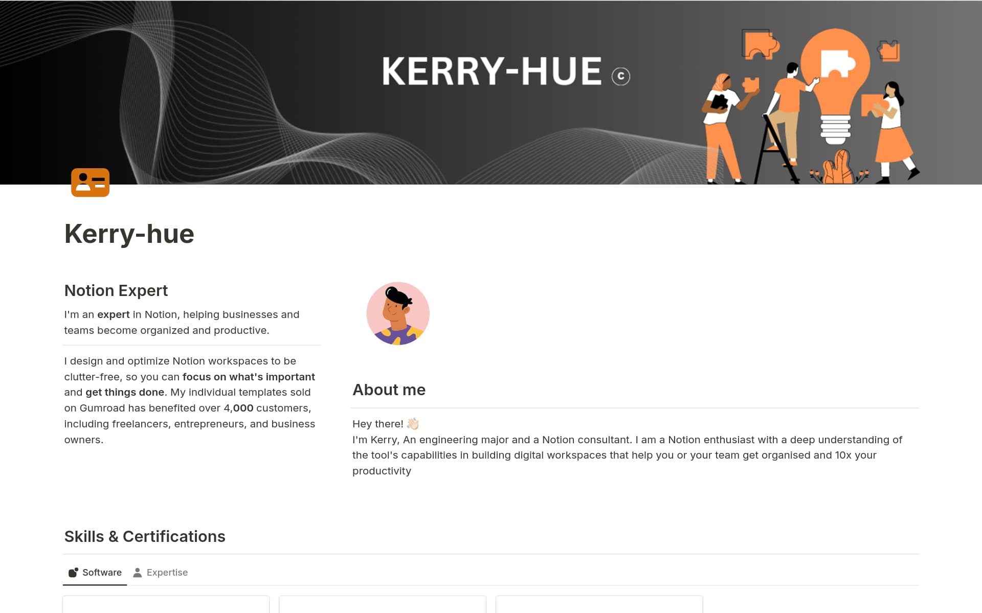 A template preview for Resume/portfolio suite