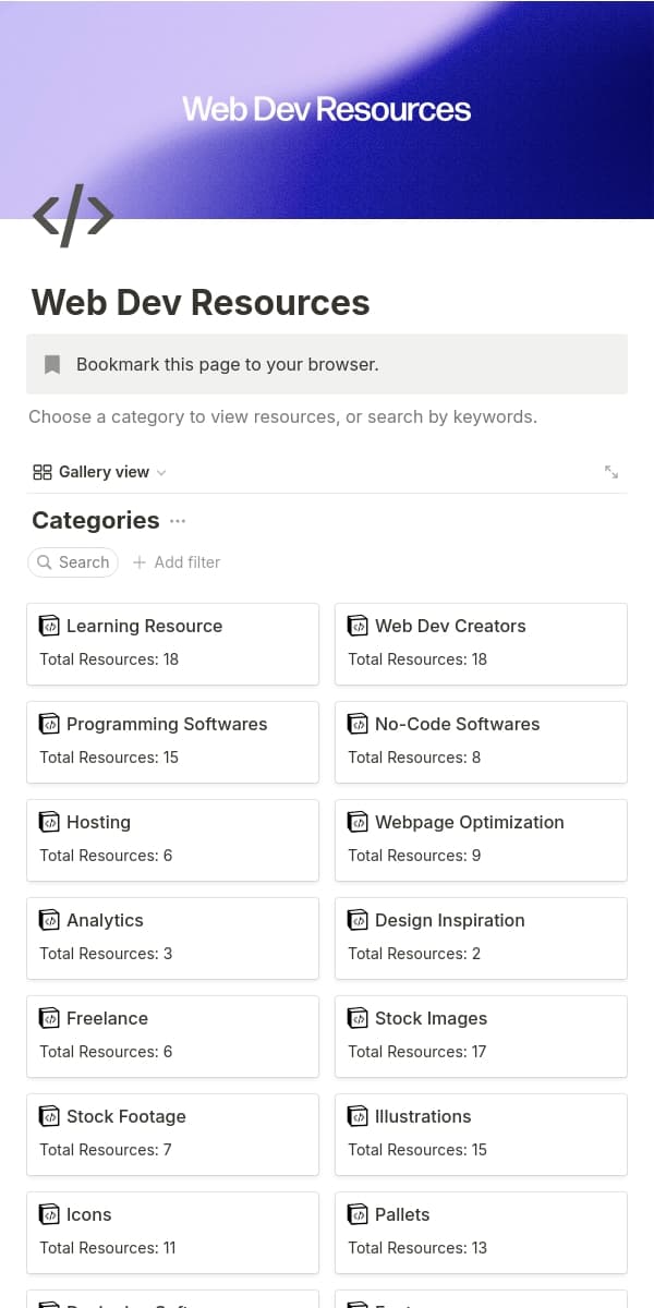 A screenshot of Notion's mobile app