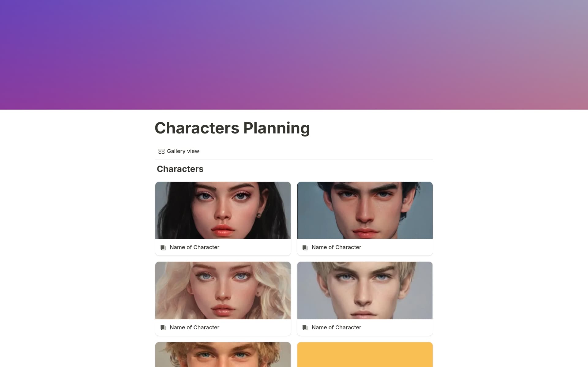 Original Characters Tracker Template | Notion Marketplace