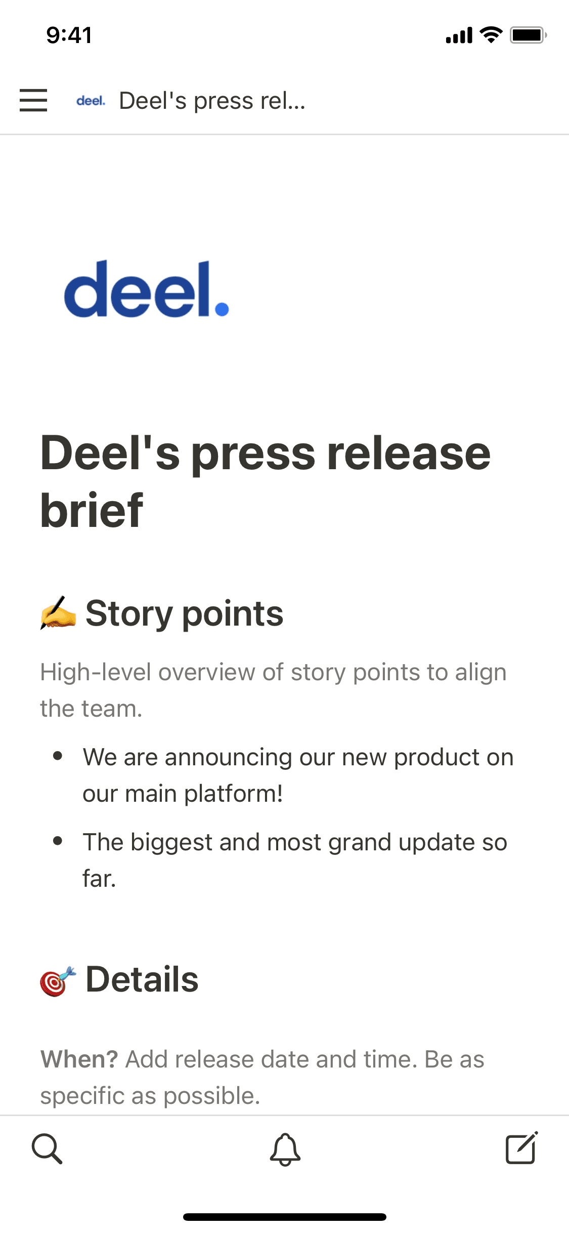 צילום מסך של אפליקציית Notion לנייד