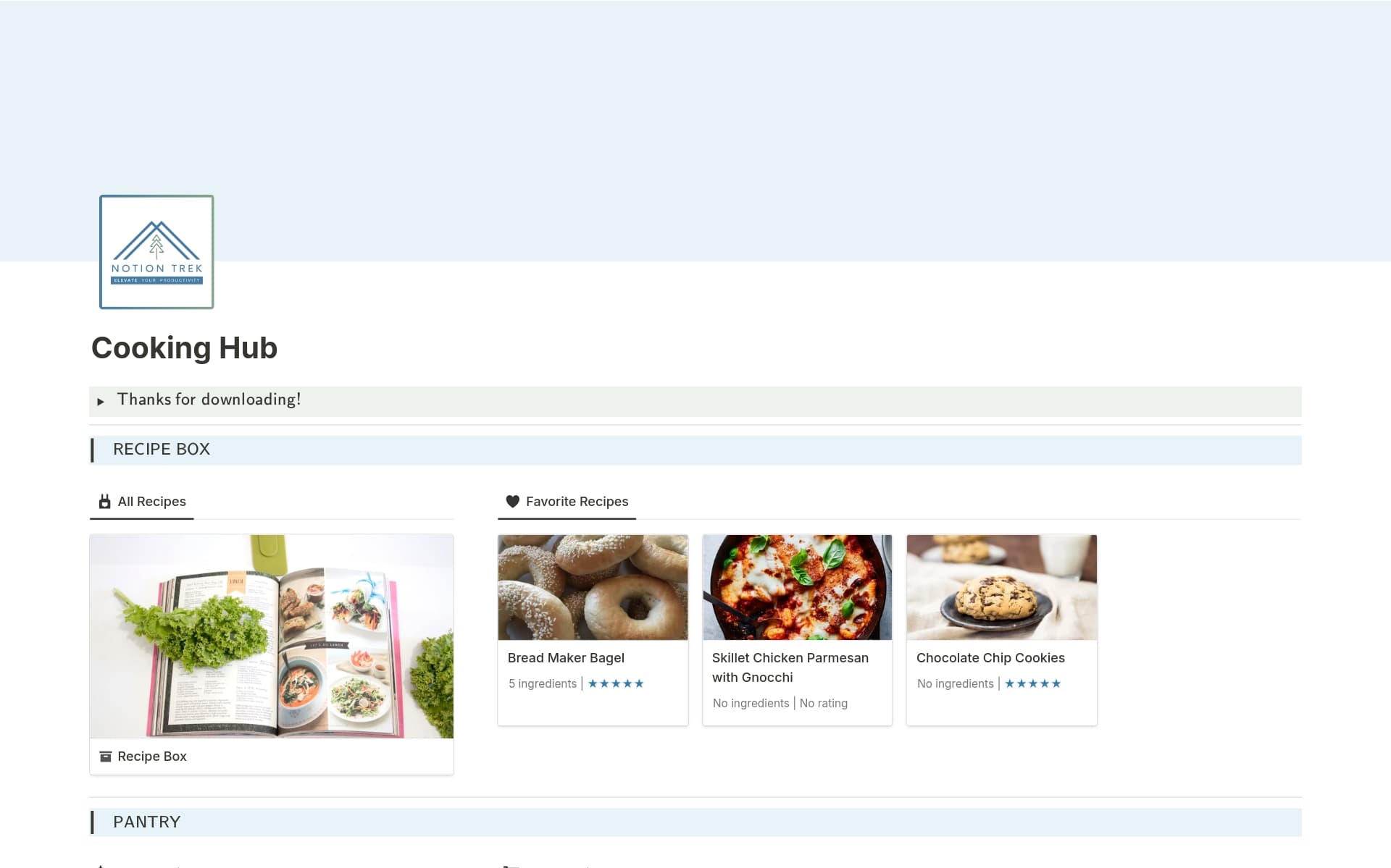 A template preview for Cooking Hub