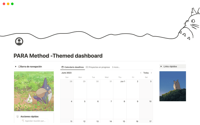 PARA Method -Themed dashboard