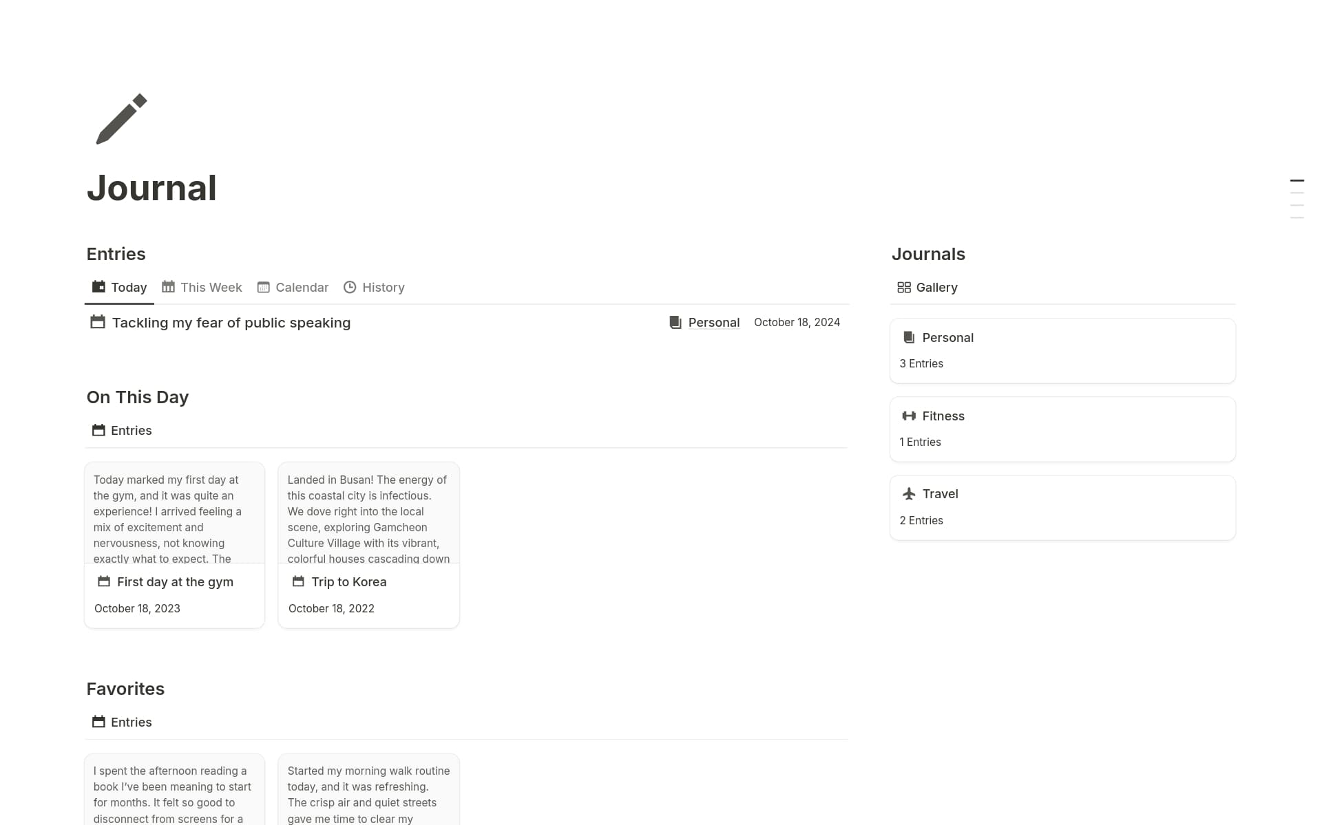 A template preview for Daily Journal