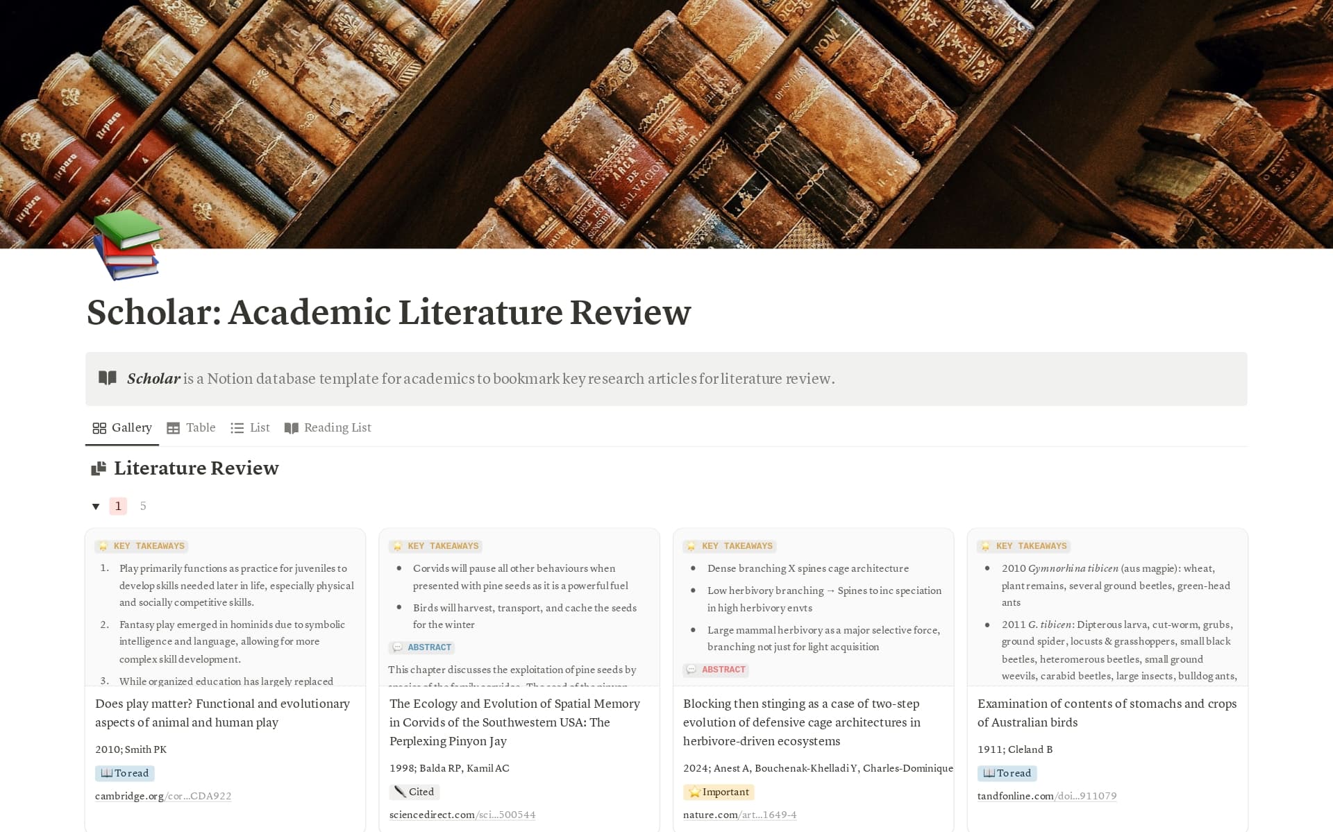 Scholar: Academic Literature Review Database Template by xuethms