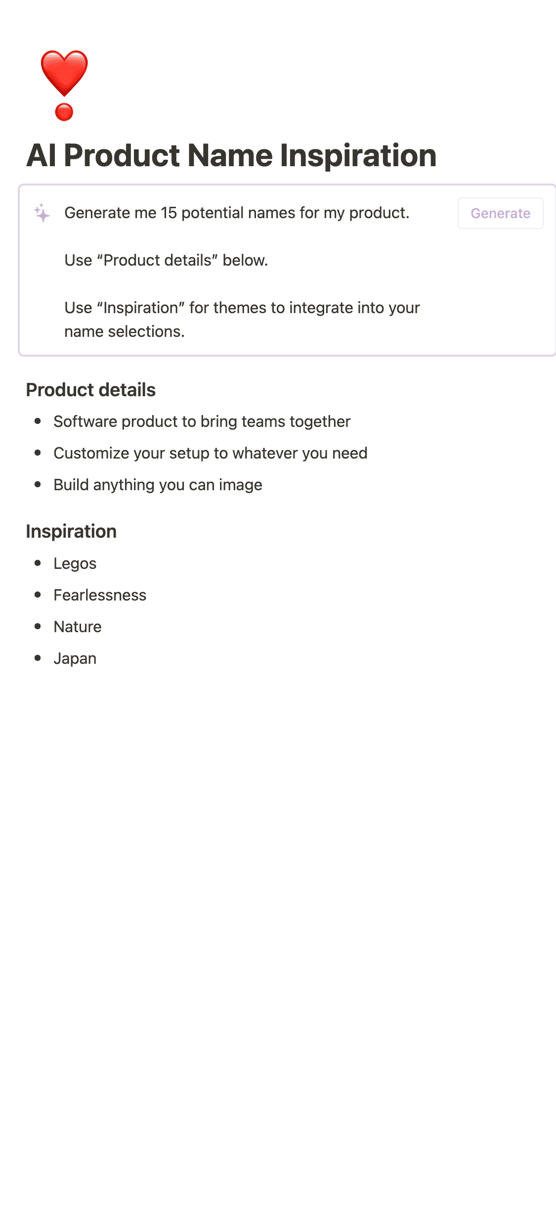 A screenshot of Notion's mobile app