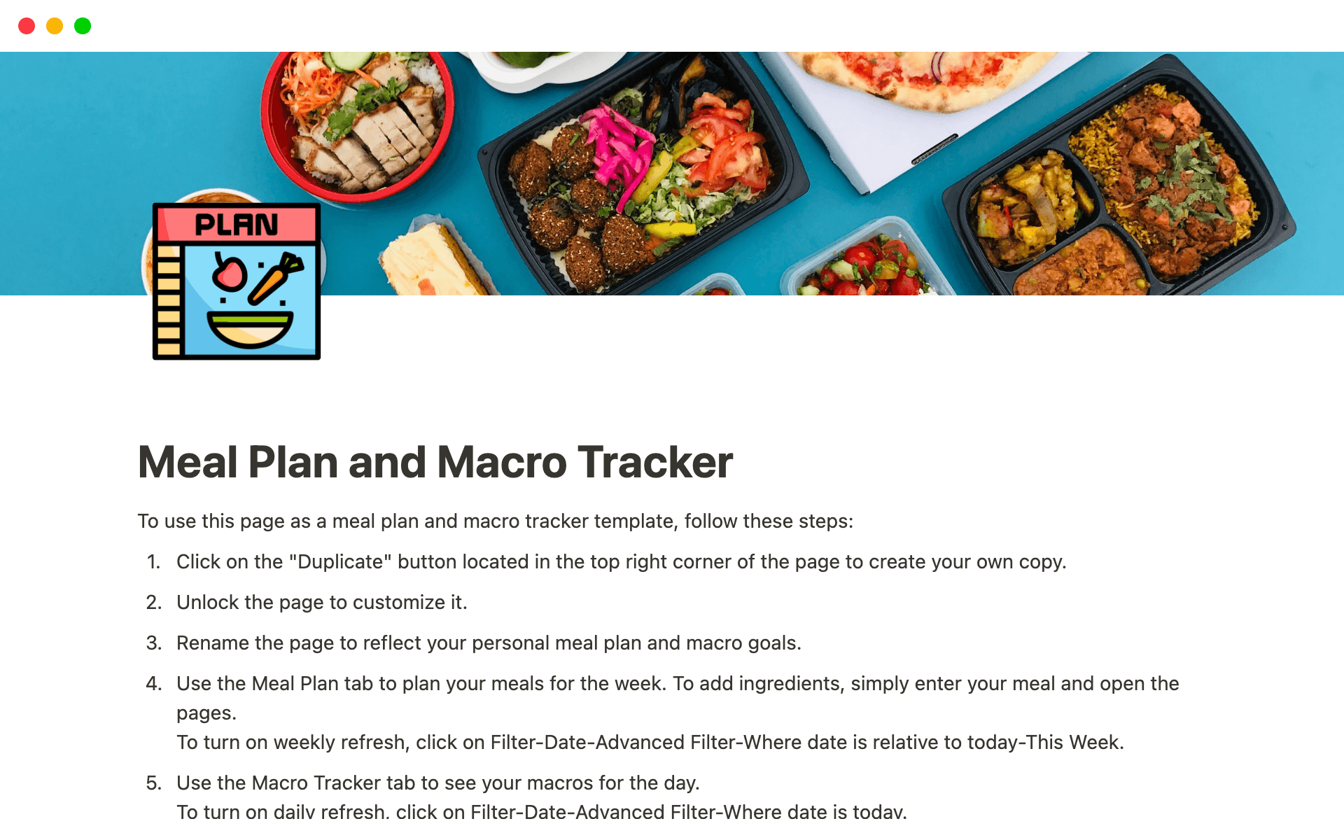Meal Plan and Macro Tracker Template by Alexa Alonzo | Notion