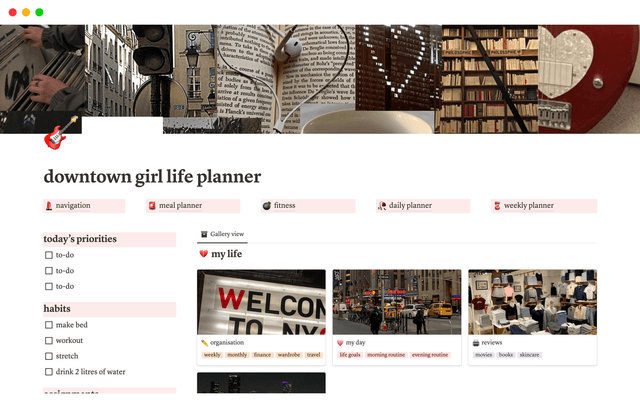 downtown girl aesthetic life planner