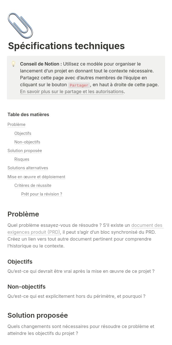 Une capture d’écran de l’application mobile de Notion