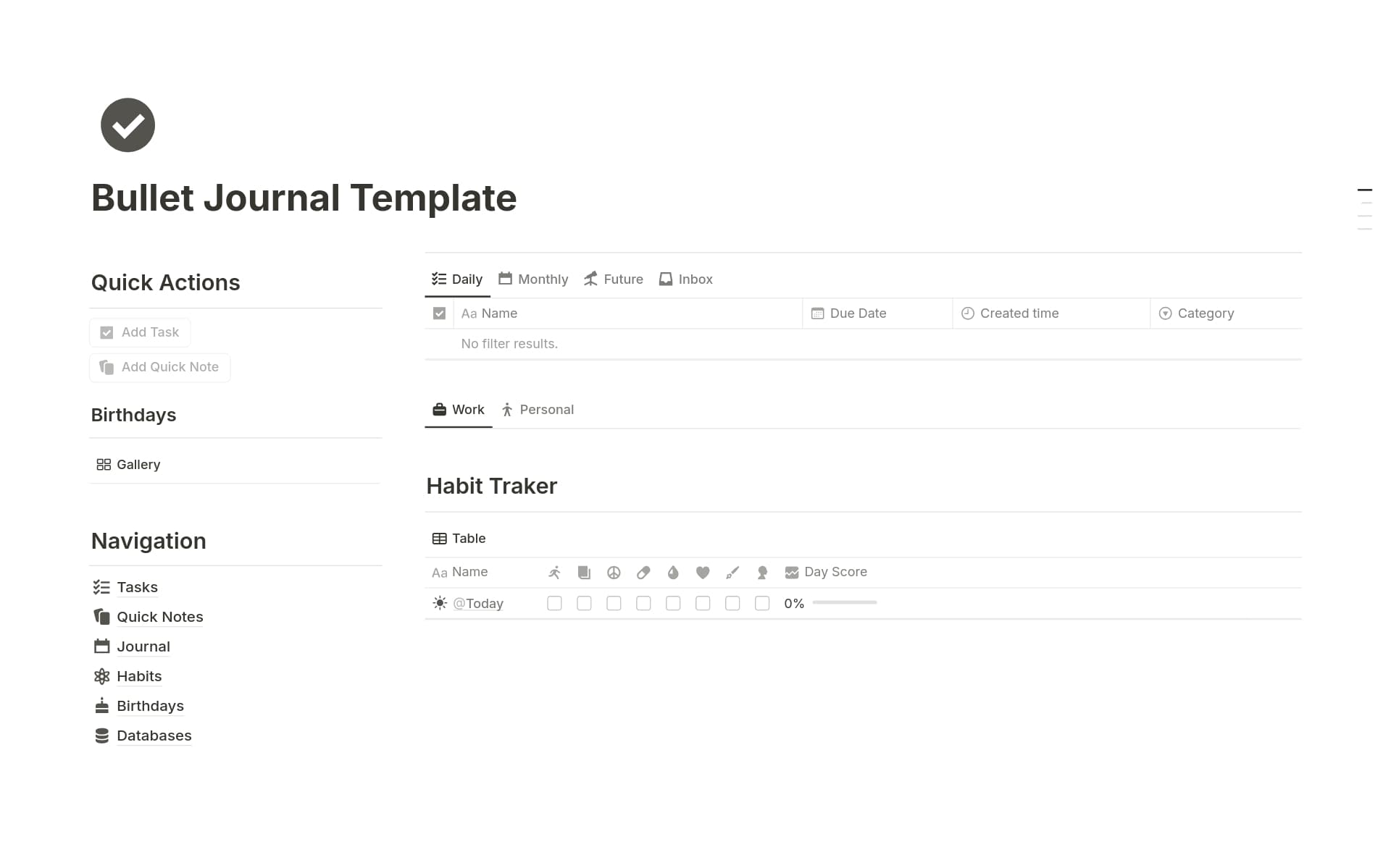 A template preview for Bullet Journal