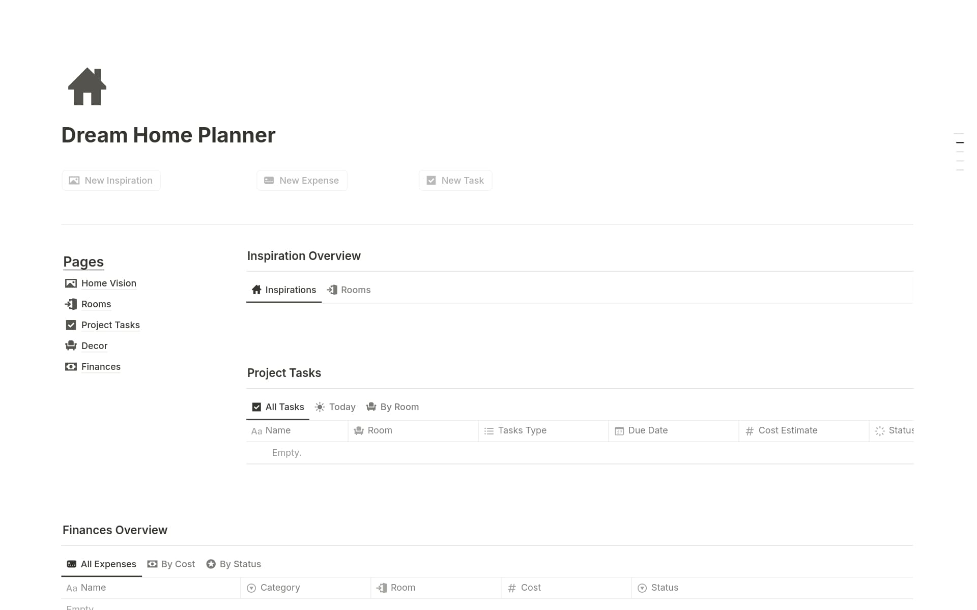 A template preview for Dream Home Planner