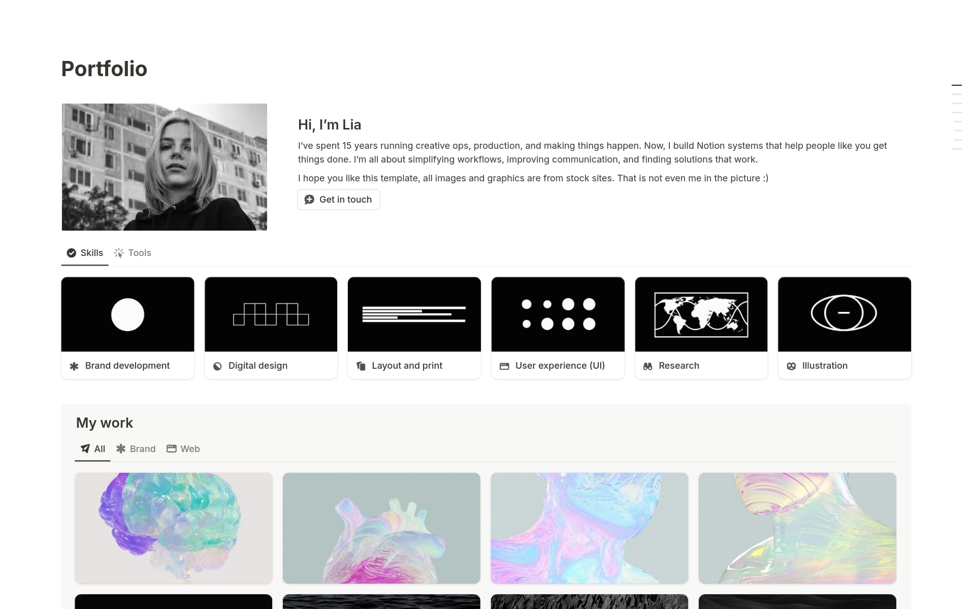 A template preview for Portfolio