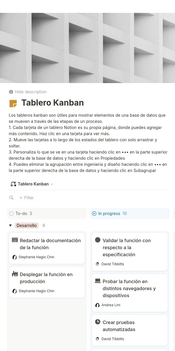 Una captura de pantalla de la aplicación móvil de Notion