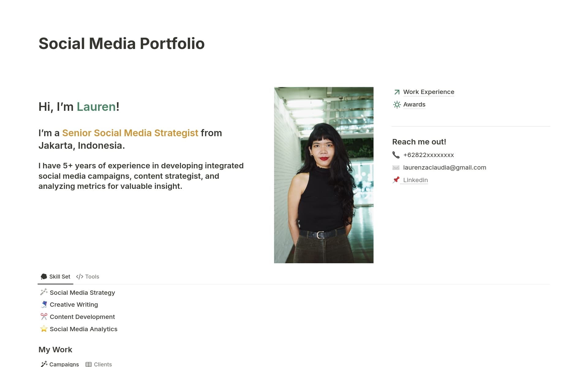 hi social media managers or specialists! If you on building your portfolio or want to get more connection for a freelance projects, you can use this template!