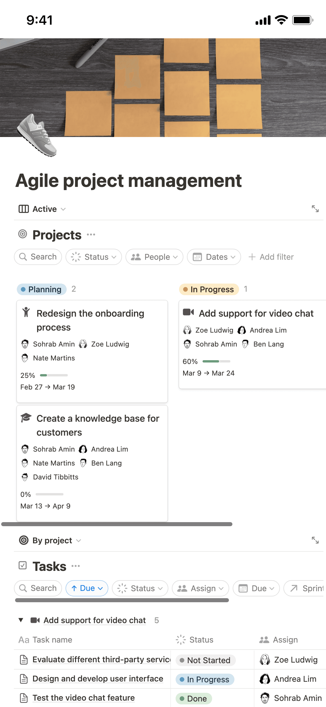 A screenshot of Notion's mobile app