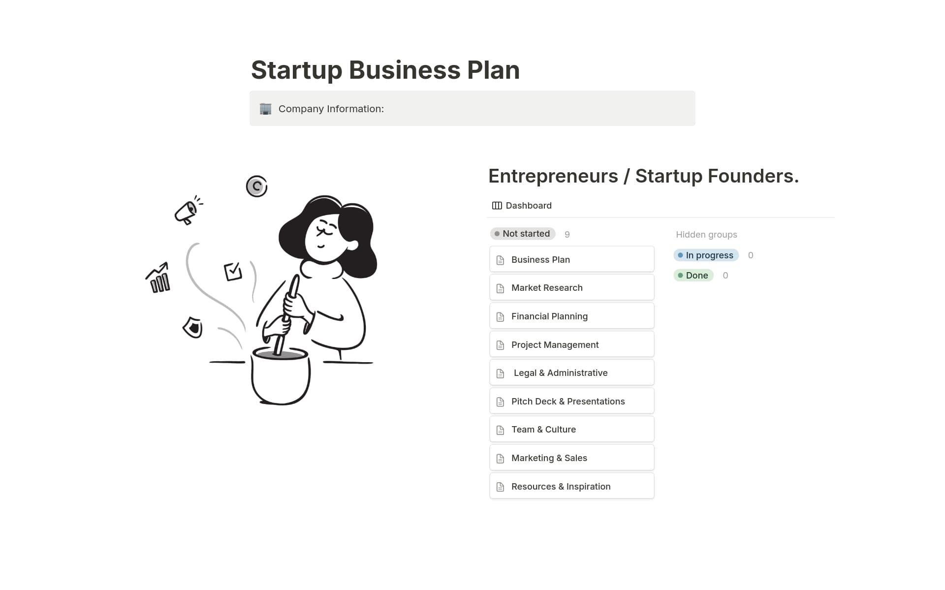 Whether you're just starting out or looking to take your startup to the next level, this template will help you stay organised, focused, and ready to tackle the challenges ahead.