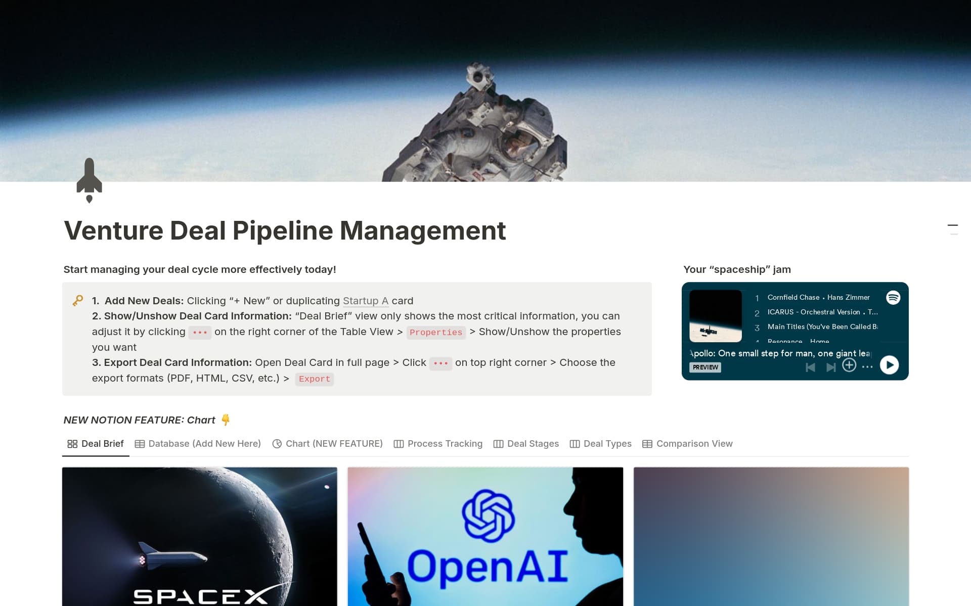 A template preview for Deal Pipeline Management
