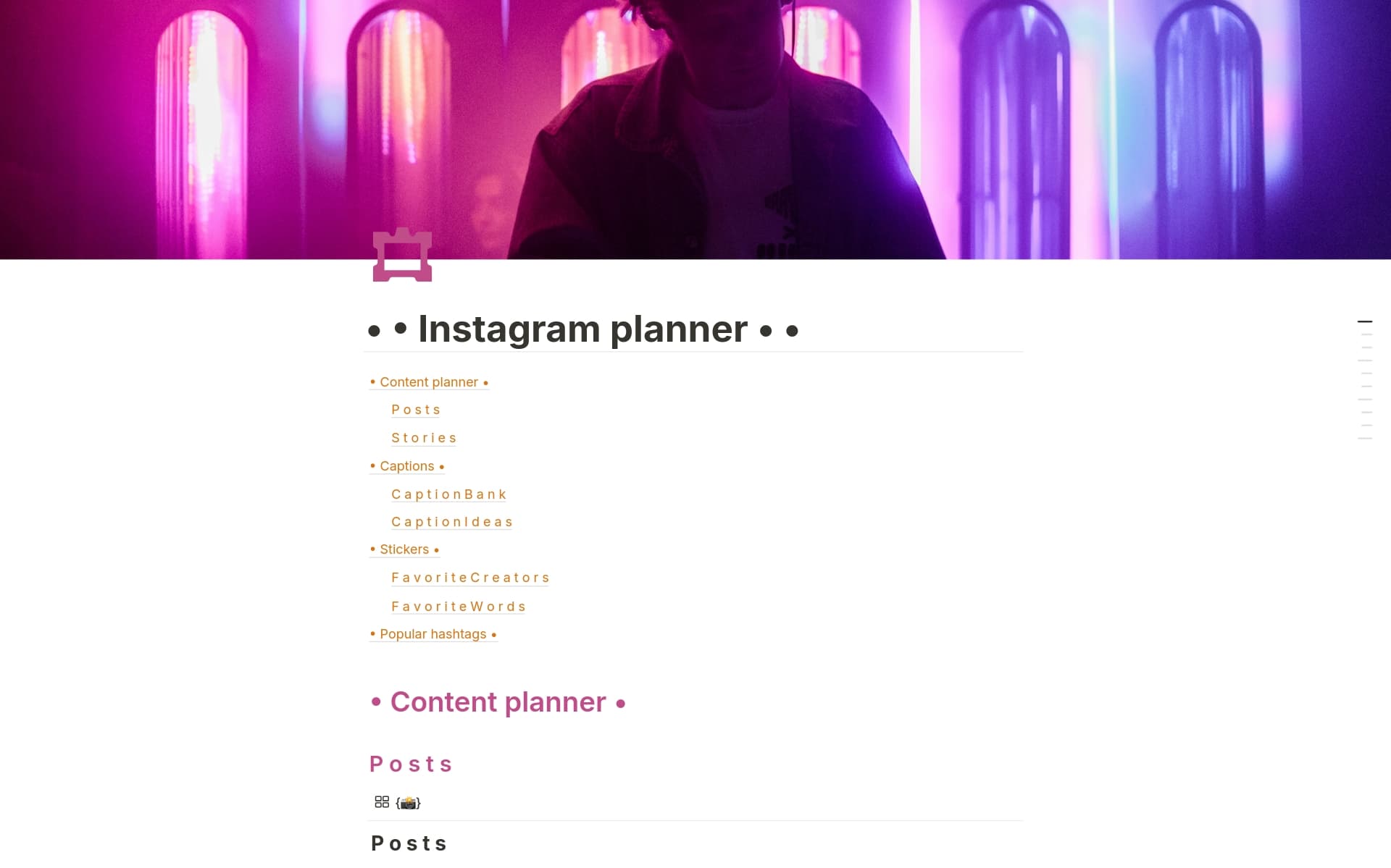A template preview for Instagram planner
