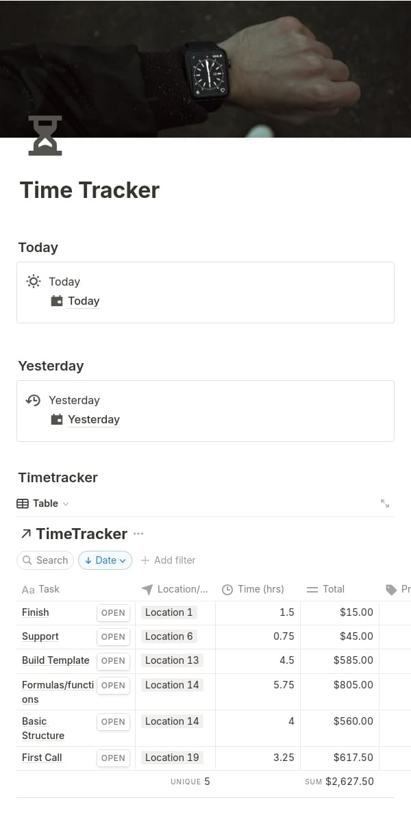 A screenshot of Notion's mobile app