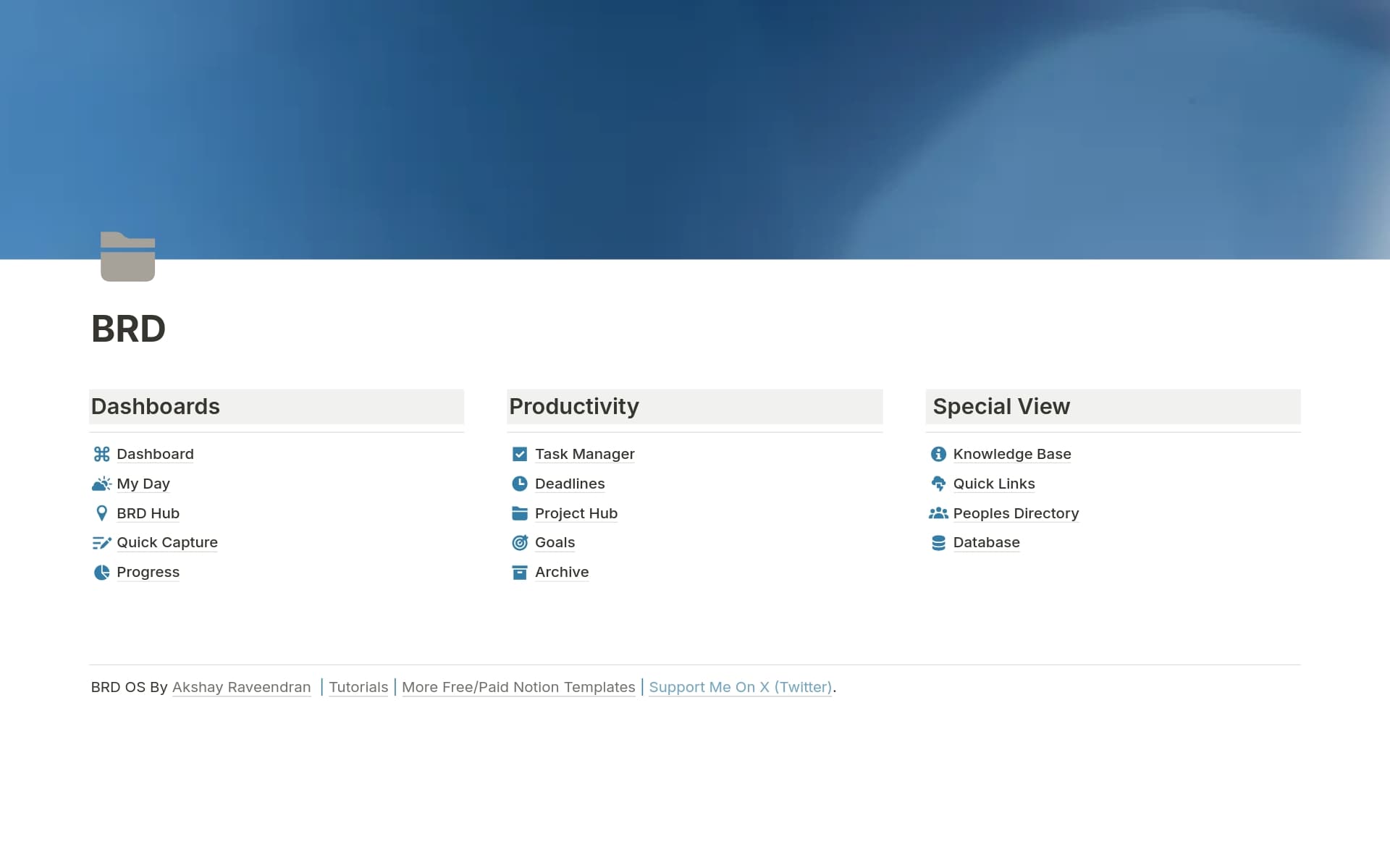 A template preview for BRD