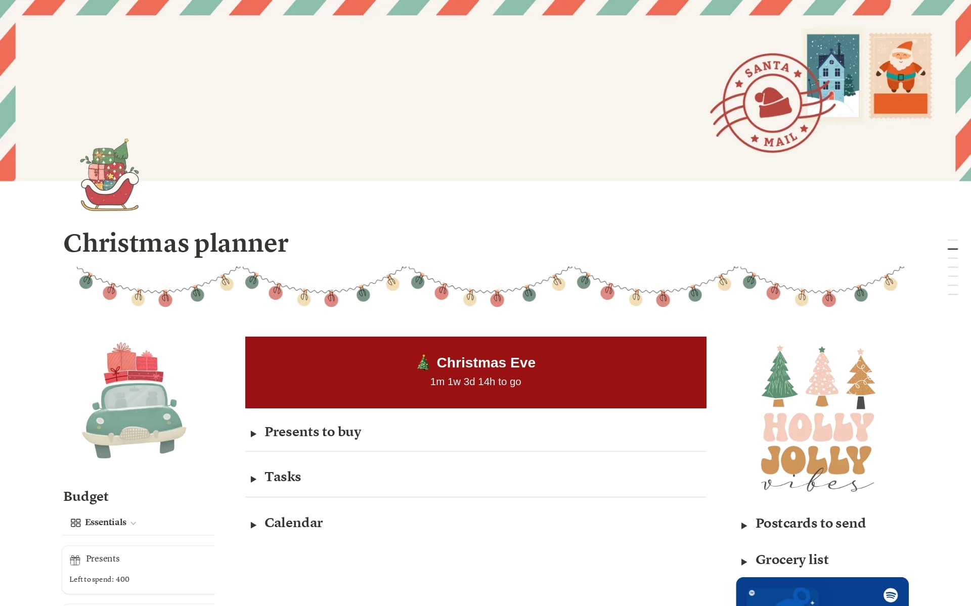 A template preview for Christmas Planner