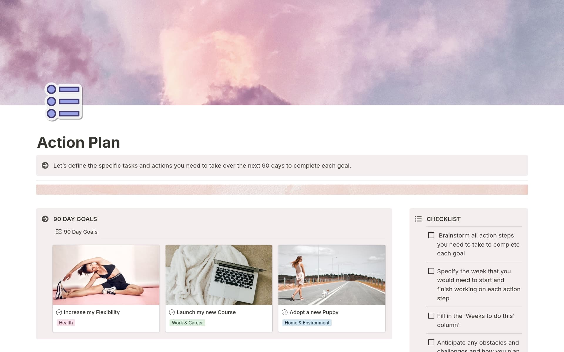 12 Week Year Planner Template by Julia On Purpose Notion Marketplace