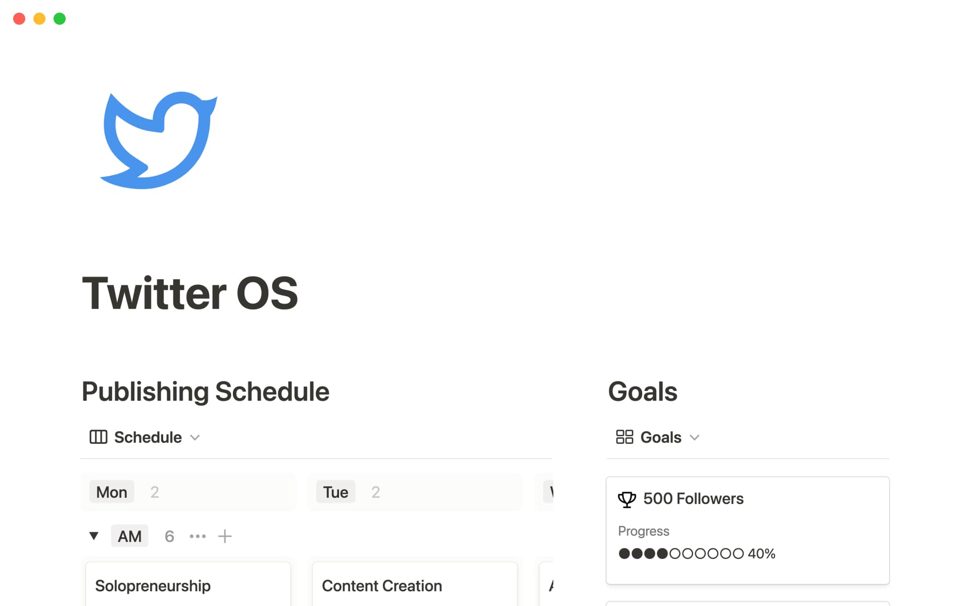 A template preview for Twitter OS