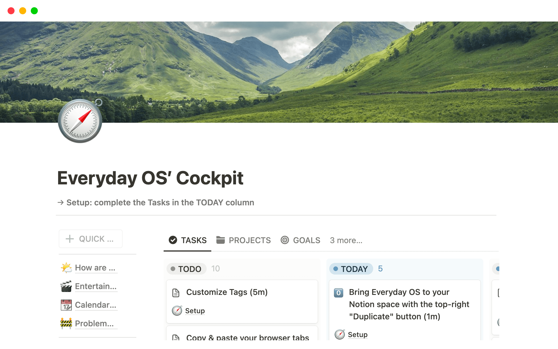 A template preview for Everyday OS